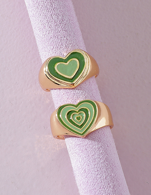 Fashion Green Multi-layer Colorful Peach Heart Ring Set