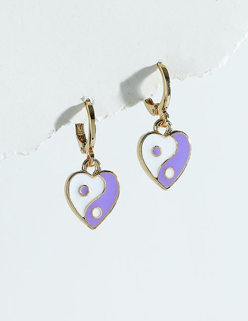 Fashion Purple Drop Nectarine Heart Gossip Ear Ring