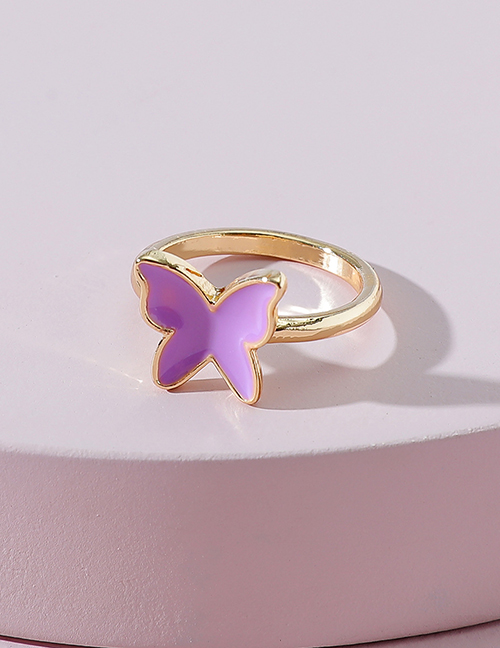 Fashion Purple Dripping Butterfly Ring