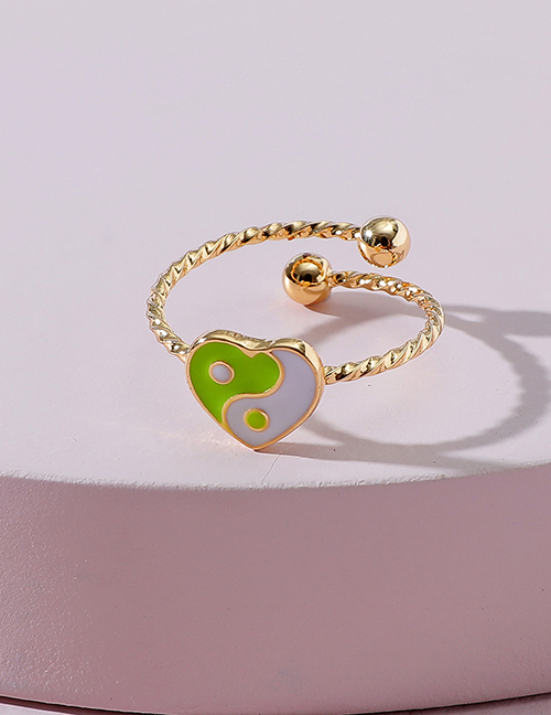 Fashion Green Drop Nectarine Heart Gossip Ring