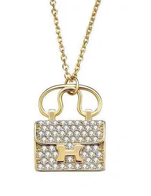 Fashion Gold Titanium Steel Letter Necklace