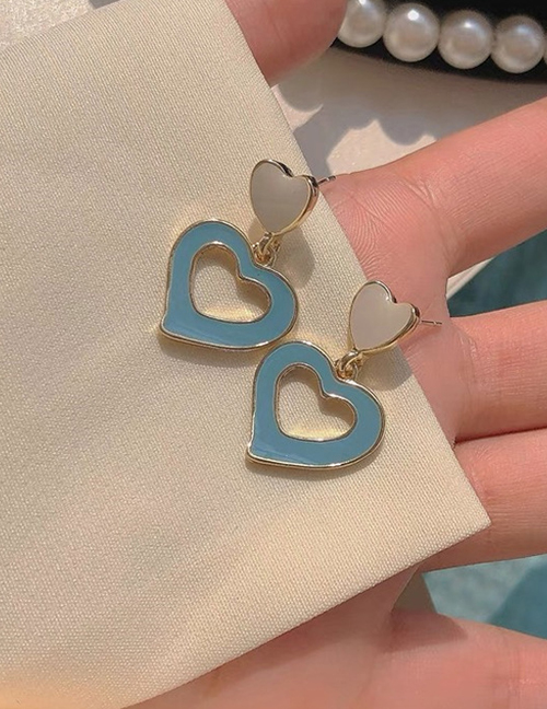 Fashion Gold Contrasting Color Hollow Heart Earrings