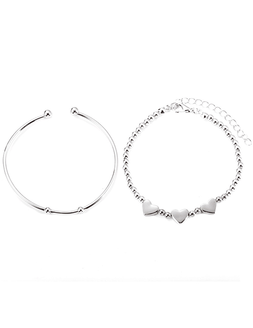 Fashion White K Two-piece Metal Love Bracelet Bracelet