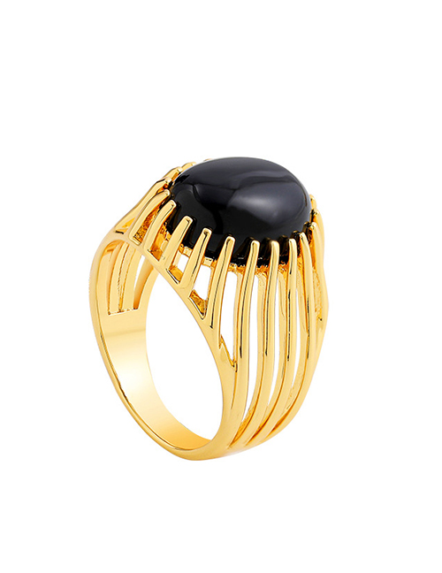 Fashion Golden Ring Copper Plated Real Gold Geometric Ring