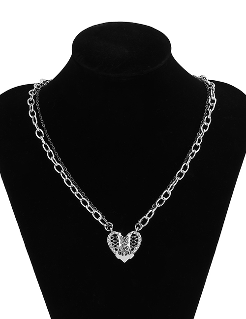 Fashion Silver Hollow Love Necklace