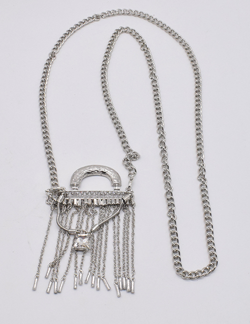 Fashion Silver Color Metal Tassel Chain Necklace