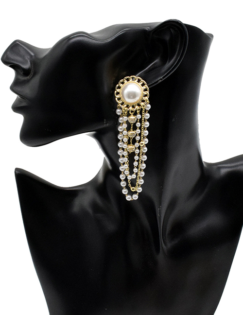 Fashion Gold Tassel Pearl Earrings