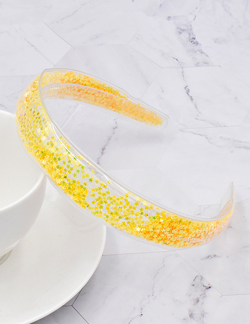 Fashion Yellow Quicksand Star Sequined Plastic Headband