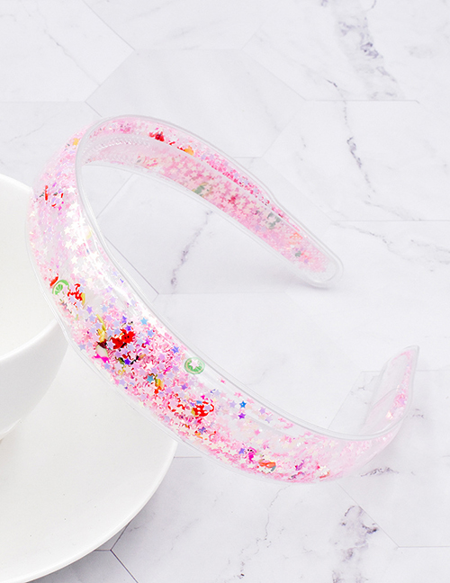 Fashion Pink Quicksand Star Sequined Plastic Headband