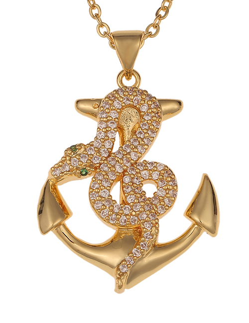 Fashion Snake Serpentine Anchor Pendant Necklace