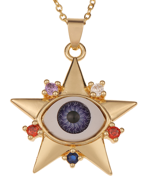 Fashion E Zircon Pentagram Eye Necklace