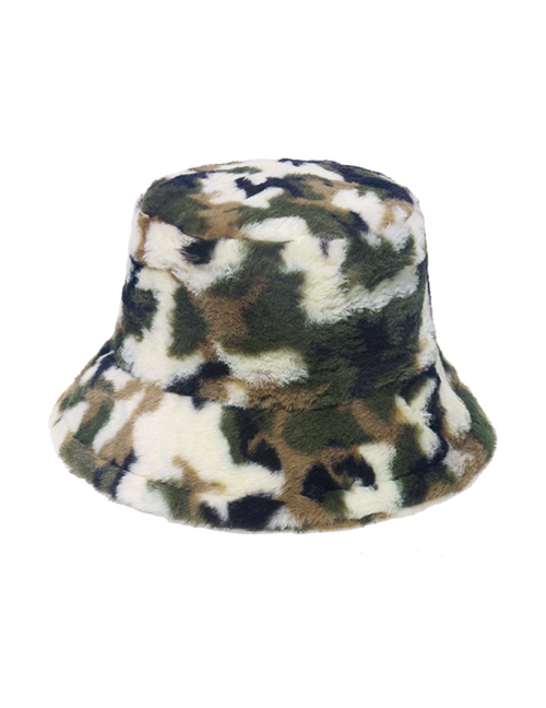 Fashion B Faux Rabbit Fur Camouflage Fisherman Hat