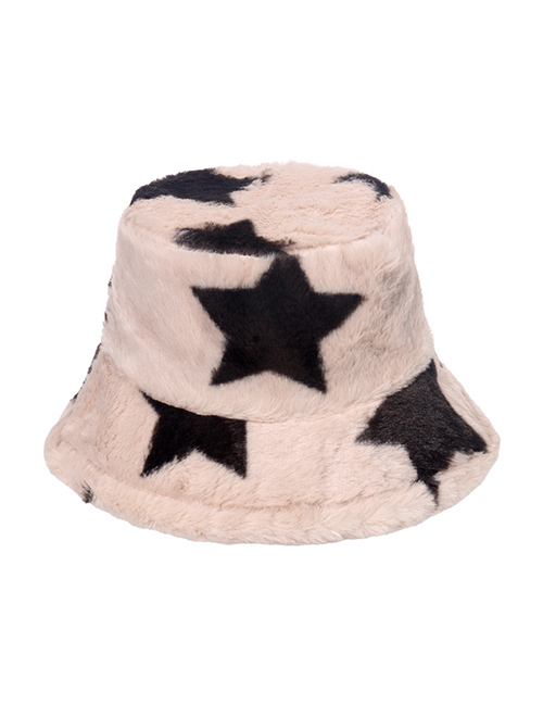 Fashion Beige Faux Rabbit Fur Five-pointed Star Fisherman Hat