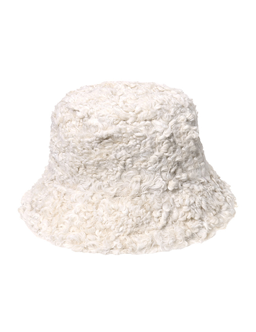 Fashion White Tie-dyed Sheep Curl Fisherman Hat