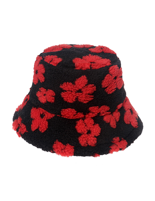 Fashion Red Printed Lamb Wool Fisherman Hat
