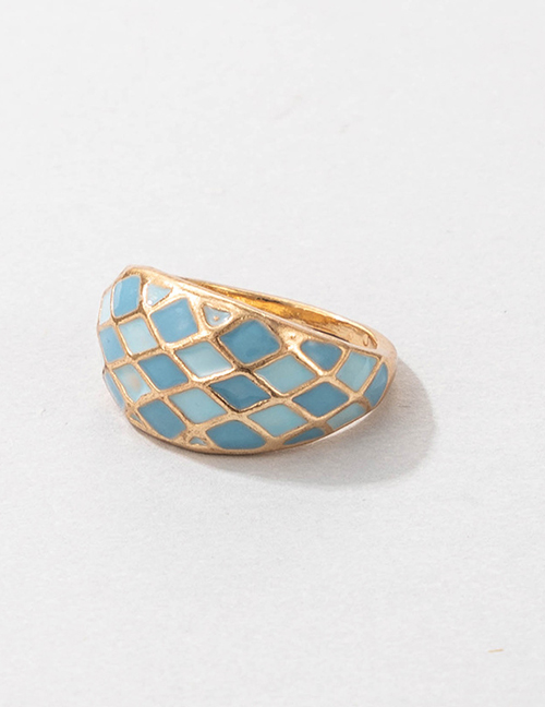 Fashion Blue-5 Color Dripping Checkered Ring