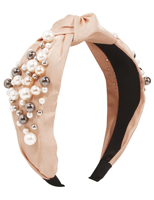 Fashion Champagne Fabric Wide-brimmed Pearl Knotted Headband
