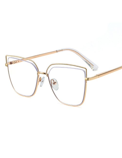 Fashion C3 Gold Color Large Square Flat Glasses Frame