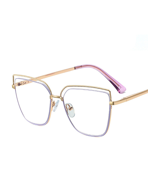 Fashion C6 Purple Large Square Flat Glasses Frame