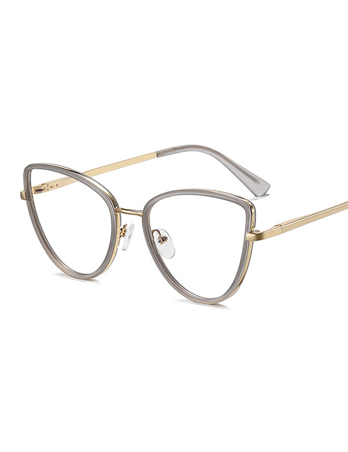 Fashion C3 Sand Ash Cat-eye Frame Flat Glasses