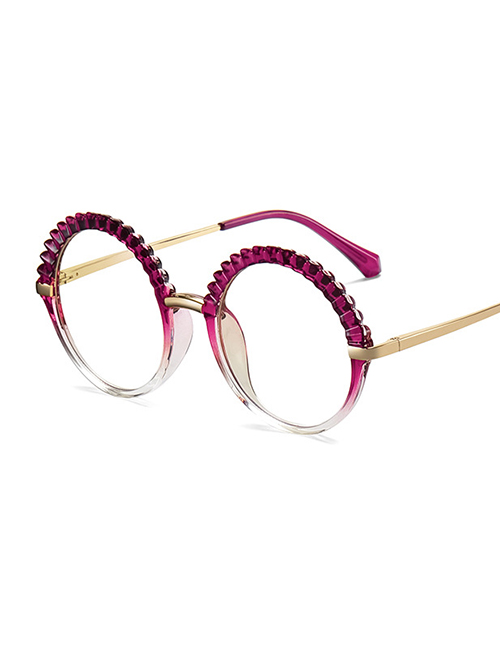Fashion C3 Grape Purple Stitching Round Glasses