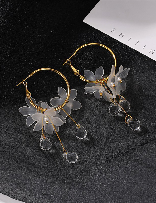 Fashion Gold Color Crystal Flower Earrings