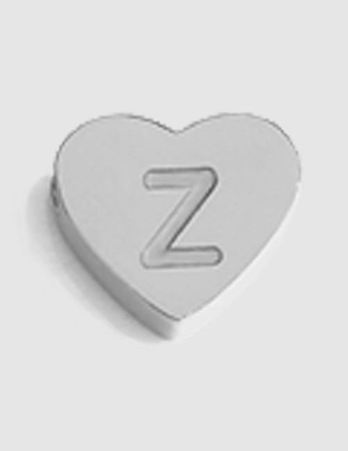Fashion Steel Color Z Stainless Steel Diy26 Letter Perforated Heart Pendant