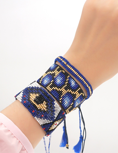 Fashion Package Price Mi-s210131 Evil Eye Beaded Rice Bead Woven Leopard Print Bracelet Set