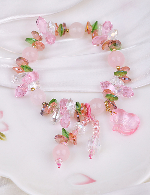Fashion Pink Irregular Crystal Beaded Bracelet
