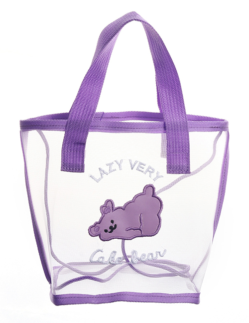 Fashion Portable Two Purple Children's Bear Letter Handbag