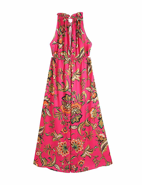 Fashion Red Printed Open Sleeveless Jumpsuit