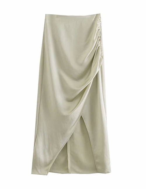 Fashion White Pure Color Pleated Silk Satin Skirt