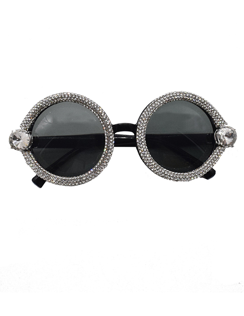 Fashion Black Round Diamond Sunglasses