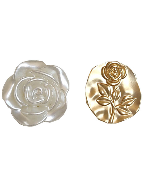 Fashion Pair Of Ear Studs Metallic Matte Flower Asymmetrical Stud Earrings