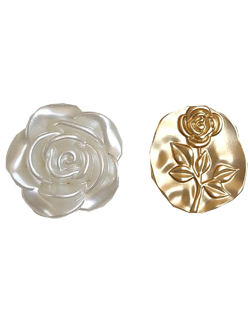Fashion Pair Of Ear Clips Metallic Matte Flower Asymmetrical Stud Earrings