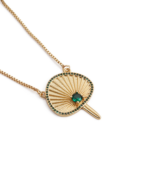 Fashion Gold Copper Micro-inlaid Zirconium Fan Necklace