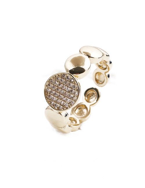 Fashion Golden-2 Copper And Diamond Geometric Cross Ring