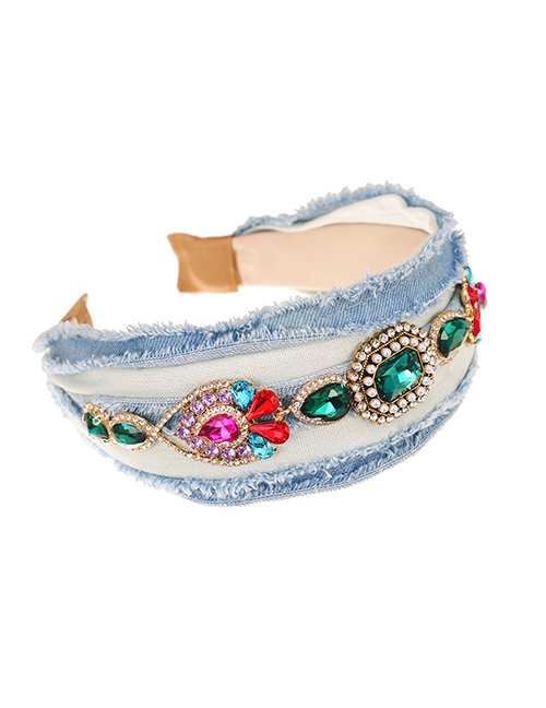 Fashion Color Fabric Diamond-studded Water Drop Headband