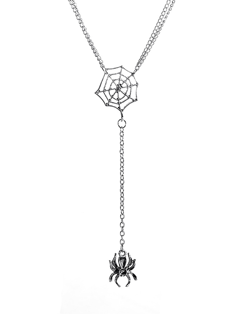 Fashion White K Spider Web Y-shaped Necklace