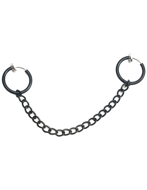 Fashion Black Metal Copper Chain Single Ear Ring