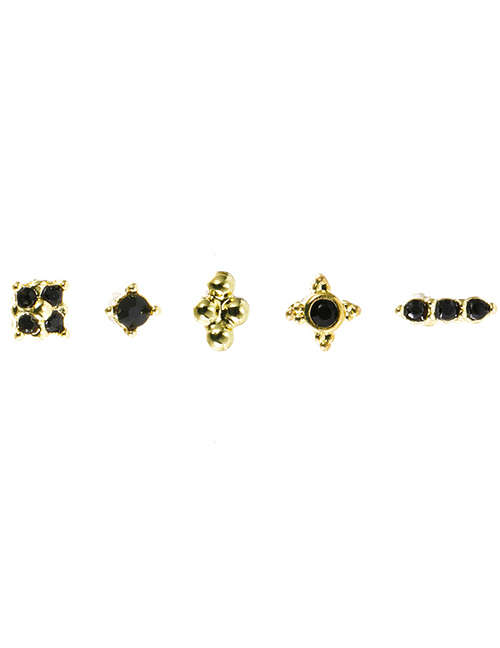 Fashion Gold Zircon Geometric Earrings Set Of 5