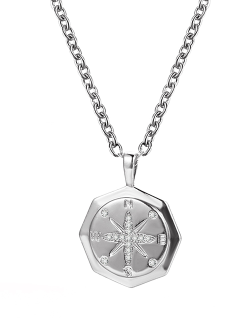 Fashion Silver Compass Compass Necklace