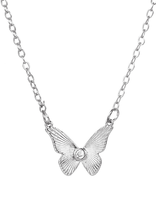 Fashion Silver Zirconium Butterfly Necklace