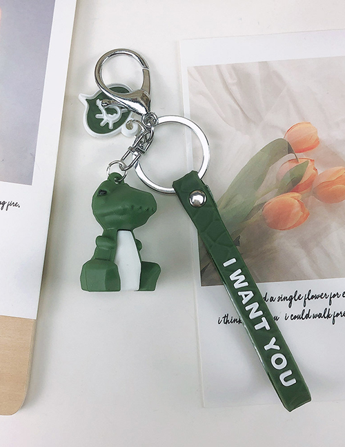 Fashion Green Dinosaur Silicone Letter Cut Face Animal Keychain