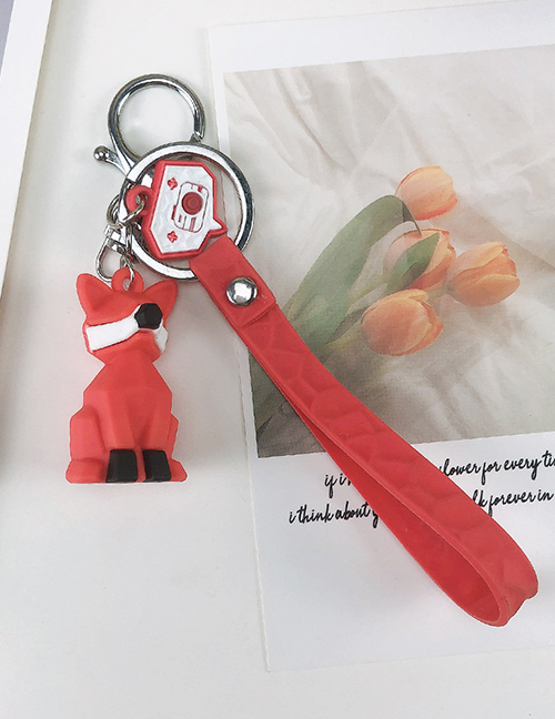 Fashion Red Fox Silicone Letter Cut Face Animal Keychain