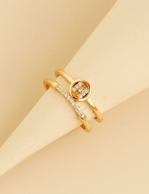 Fashion Gold Alloy Diamond Letter Ring