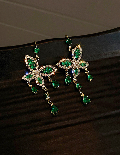 Fashion Butterfly Diamond Butterfly Tassel Earrings