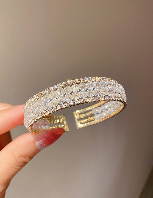 Fashion Double Row Crystal Crystal Beaded Open Bracelet