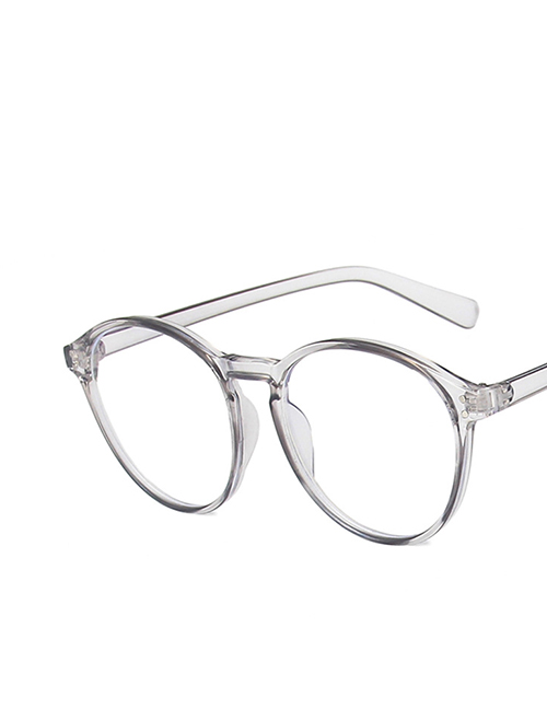 Fashion Transparent Gray Big Frame Rice Nail Flat Glasses