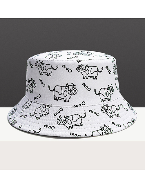 Fashion White Double-sided Double-sided Printing Fisherman Hat
